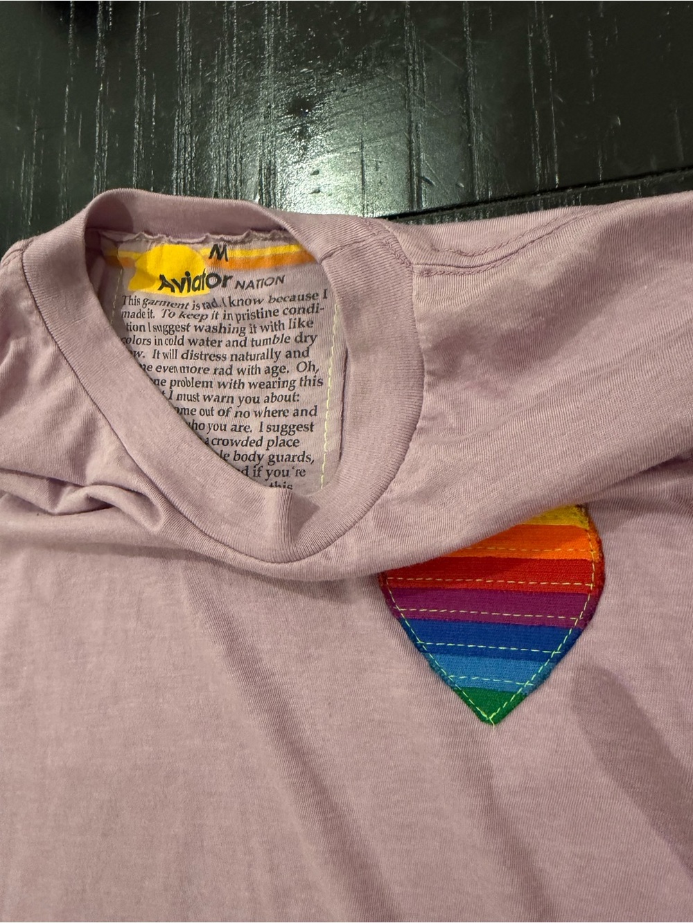 Aviator Nation Lavender Tee with Rainbow Heart Graphic size M - Picture 2 of 8